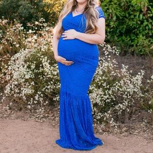 GORGEOUS Royal Blue Lace Maternity Dress
